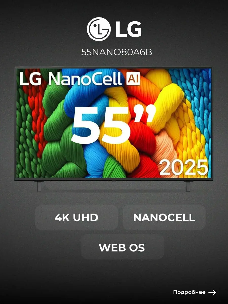 Телевизор LG 55NANO80A6B.ARUG