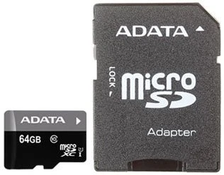 Карта памяти MicroSDXC 64Gb Adata AUSDX64GUICL10-RA1