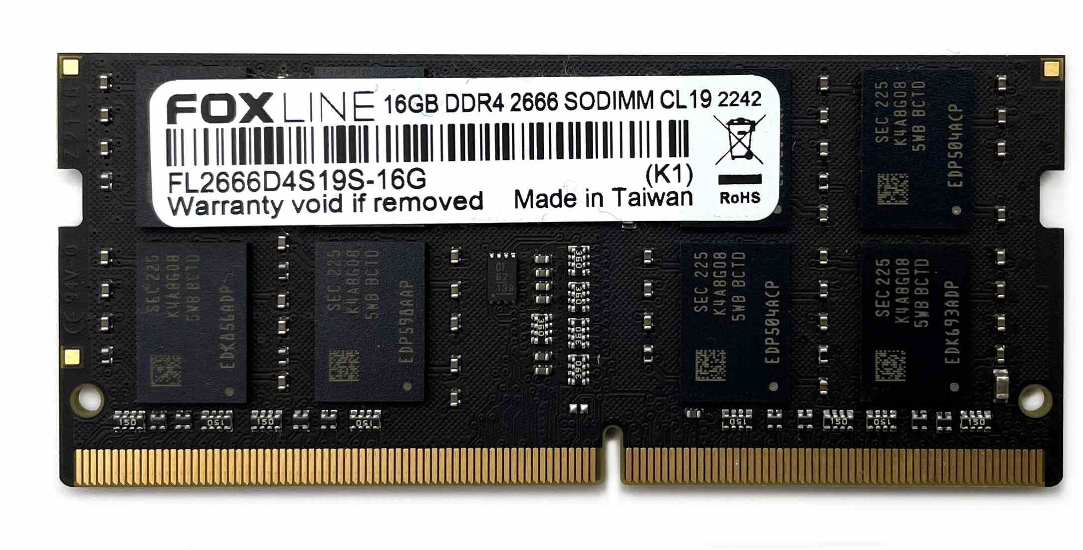 Б/у Модуль памяти SODIMM DDR4 16GB Foxline 2666 FL2666D4S19S-16G