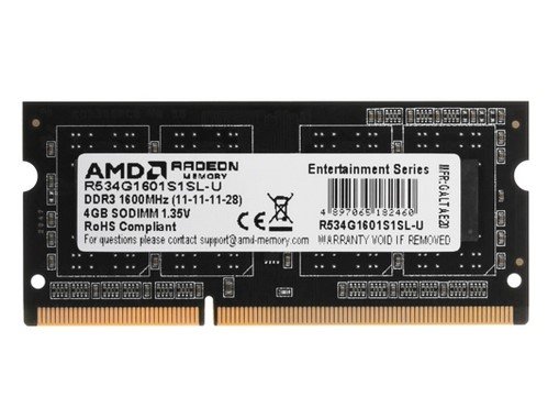 Модуль памяти SO-DIMM DDR3L 4GB AMD Radeon R5 Entertainment 1600MHz CL11 (R534G1601S1SL-U)