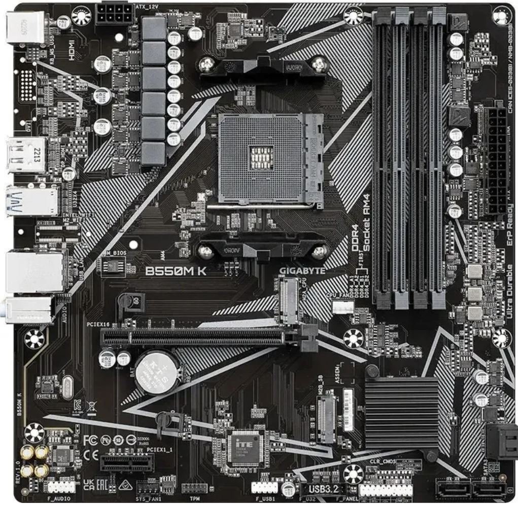 Материнская плата AM4 Gigabyte B550M K (mATX, 4xDDR4)