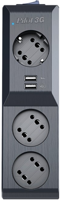 Сетевой фильтр 1,8м Pilot 3G 3x6 черный
