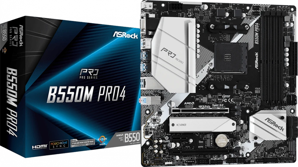 Материнская плата AM4 ASRock B550M PRO4