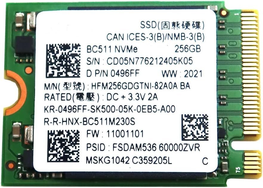 Б/у Твердотельный накопитель M.2 2230 NVMe 256GB SK Hynix BC511 (HFM256GDGTNI-82A0A)
