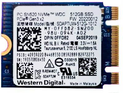 Б/у Жесткий диск SSD 512GB M2 2230 WD SN520 SDAPTUW-512G-1012