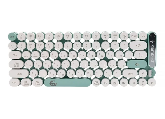 Беспроводная мембранная клавиатура Gembird KBW-9, RGB-подсветка, белый/зелёный