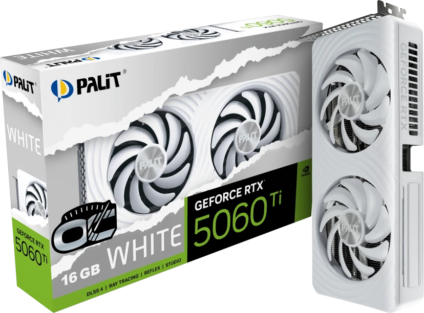 Видеокарта GeForce RTX 5060Ti 16Gb Palit White OC NE7506TU19T1-GB2061M