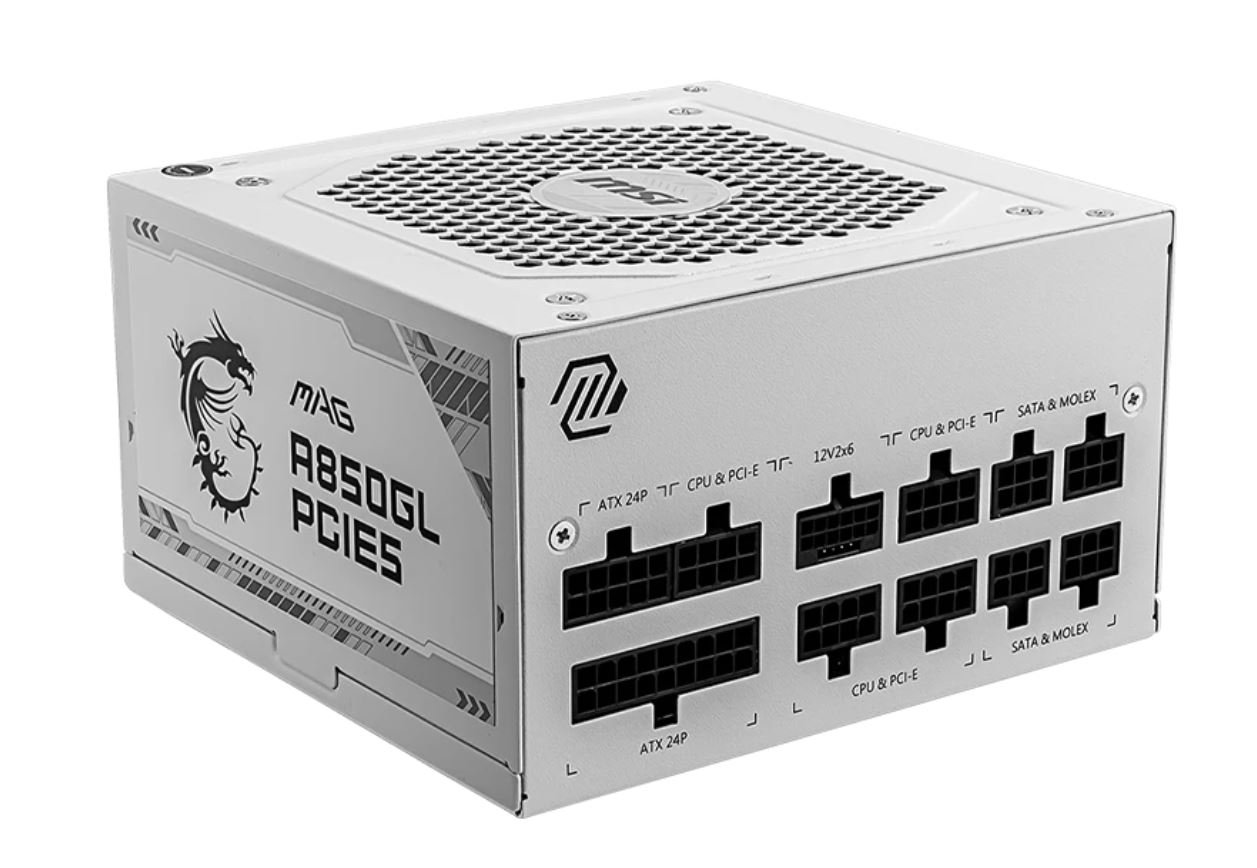 Блок питания ATX 850W MSI MAG A850GL PCIE5 WHITE (306-7ZP8A24-CE0) 80+ Gold, белый