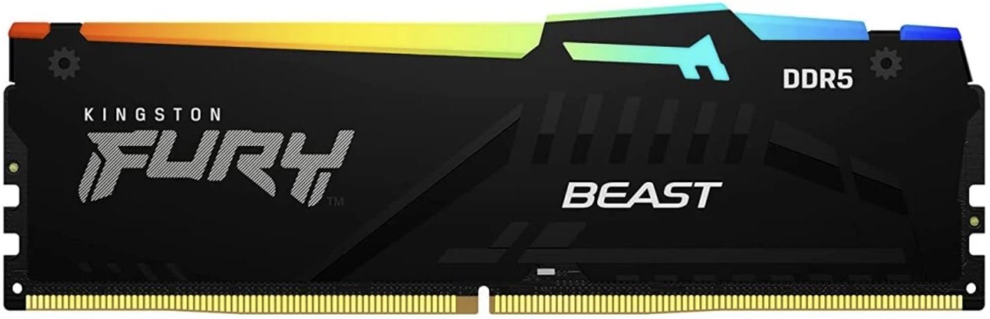 Модуль памяти DDR5 16GB Kingston FURY Beast Black RGB 5200 KF552C40BBA-16