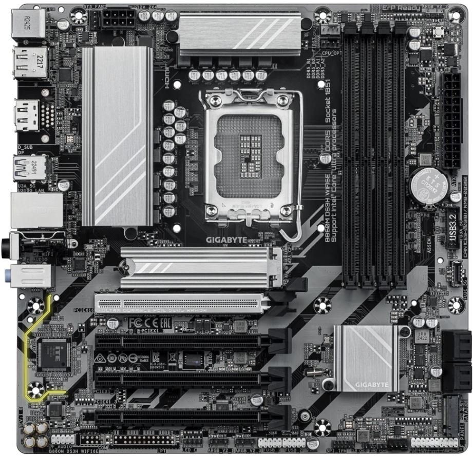 Материнская плата LGA 1851 GIGABYTE B860M DS3H WIFI6E (mATX, 4xDDR5)