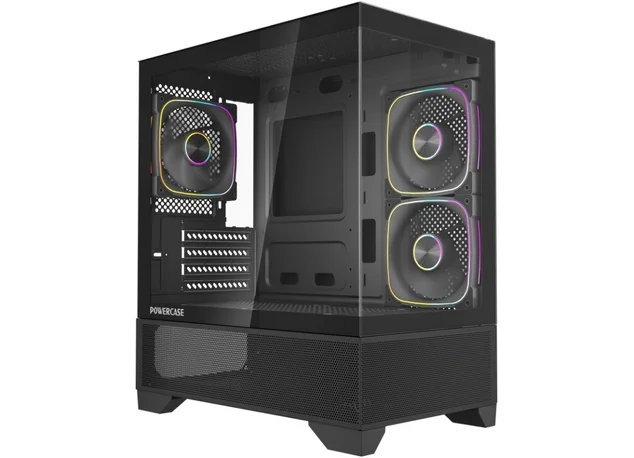 Корпус Powercase Vision Micro M4B Black (Mini-Tower, mATX, закаленное стекло, 3x120mm ARGB PWM)