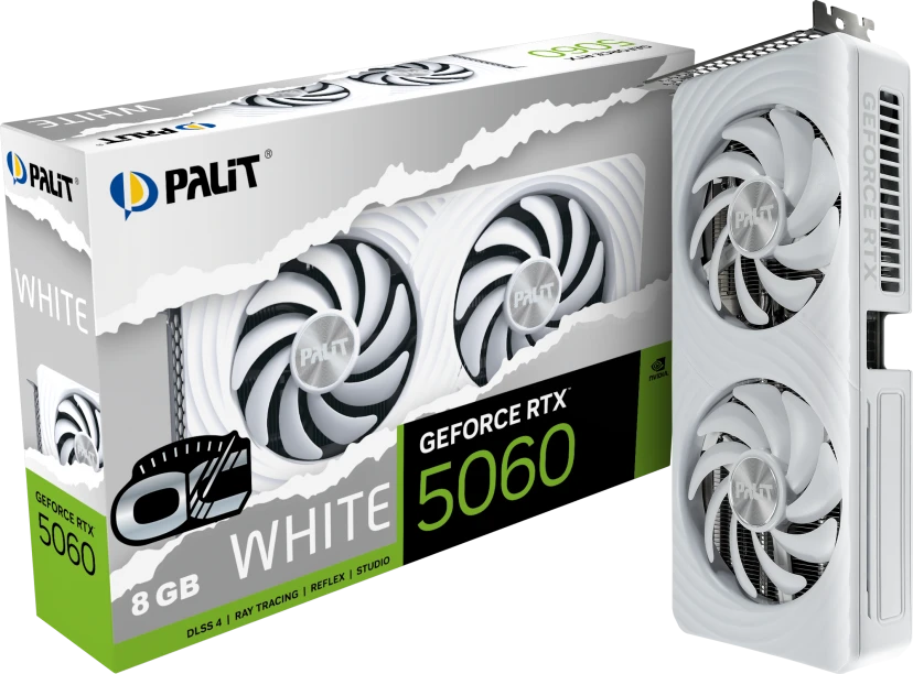 Видеокарта GeForce RTX 5060 8Gb Palit Dual OC White NE75060U19P1-GB2063M