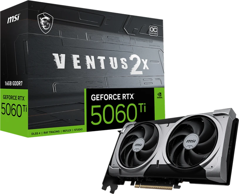 Видеокарта GeForce RTX 5060Ti 16Gb MSI Ventus 2X OC White Plus