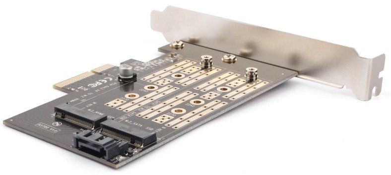 Адаптер AgeStar AS-MC02 PCI-E для M.2 SATA SSD+M.2 NVME SSD Card