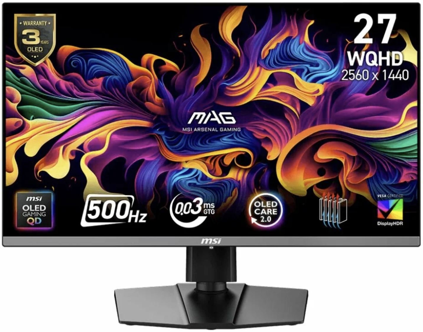 Монитор 26.5" MSI MAG 272QP X50 2K QD-OLED, 256Gb0x1440, 500 Гц , 10bit, 0.03 мс, 1000 кд