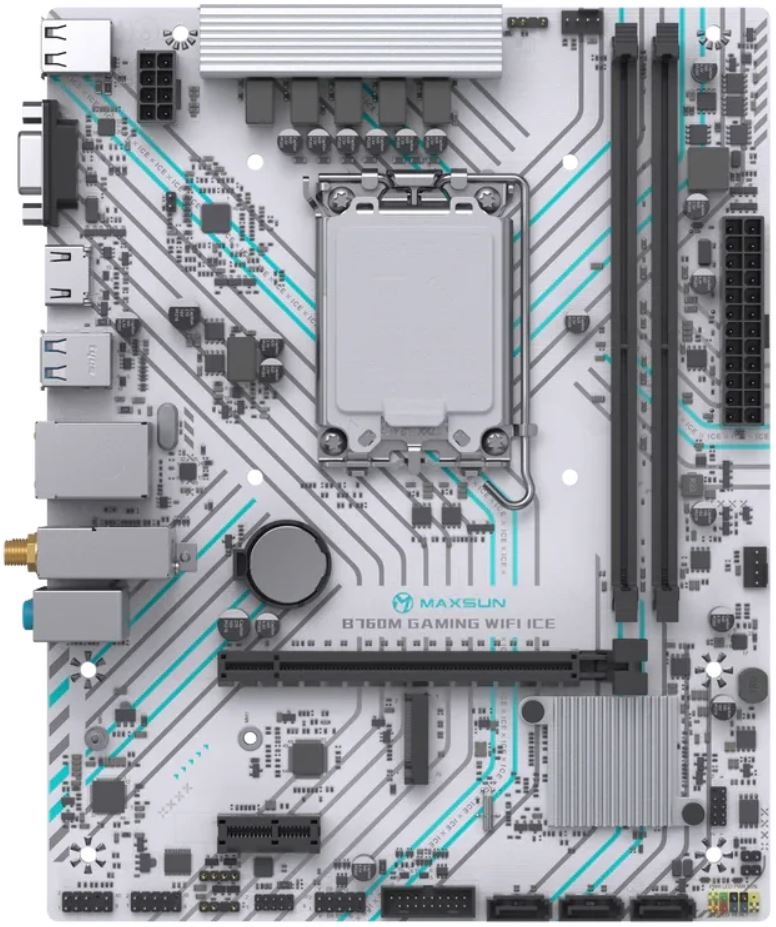 Материнская плата LGA 1700 MAXSUN B760M GAMING WIFI ICE (mATX, 2xDDR4)