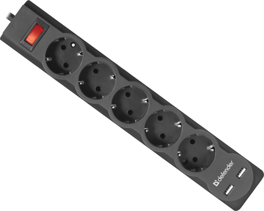 Сетевой фильтр 1,8м Defender DFS 751 (99751)
