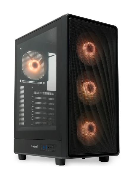 Корпус HSPD M510, черный, ATX, 4x120mm ARGB, M510-TGBK-ARGB