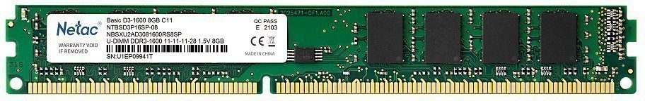 Модуль памяти DDR3 8Gb Netac 1600 NTBSD3P16SP-08