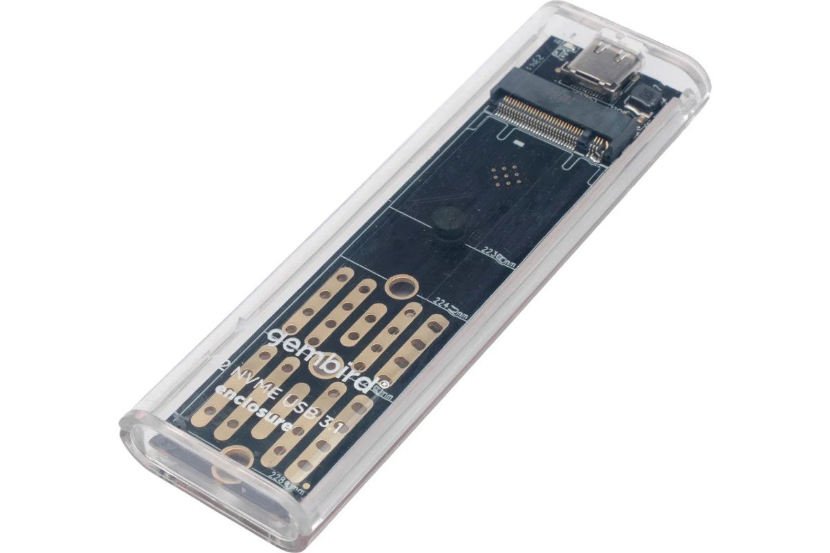 Внешний корпус для SSD M.2 NVMe Gembird EEM2-NVME-2, USB 3.1 Type-C, прозрачный