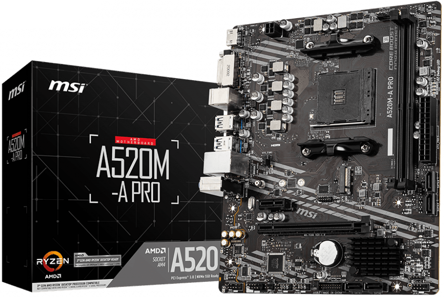 Материнская плата AM4 MSI A520M-A PRO
