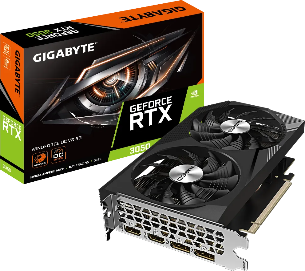 Видеокарта GeForce RTX 3050 8Gb Gigabyte GV-N3050WF2OCV2-8GD