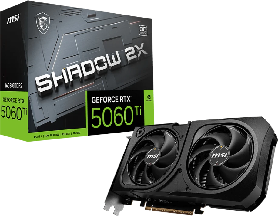 Видеокарта GeForce RTX 5060Ti 8Gb MSI Shadow 2X OC Plus