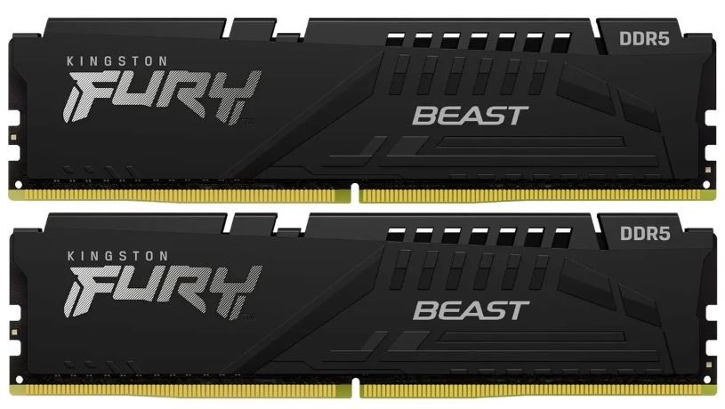 Модуль памяти DDR5 32GB (16GBx2) Kingston Fury Beast Black 6000 KF560C30BBEK2-32