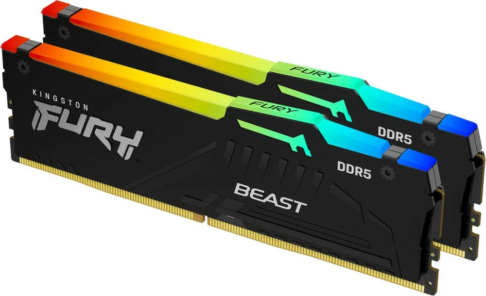 Модуль памяти DDR5 32Gb (2x16Gb Kit) Kingston 5200 Fury Beast RGB KF552C40BBAK2-32