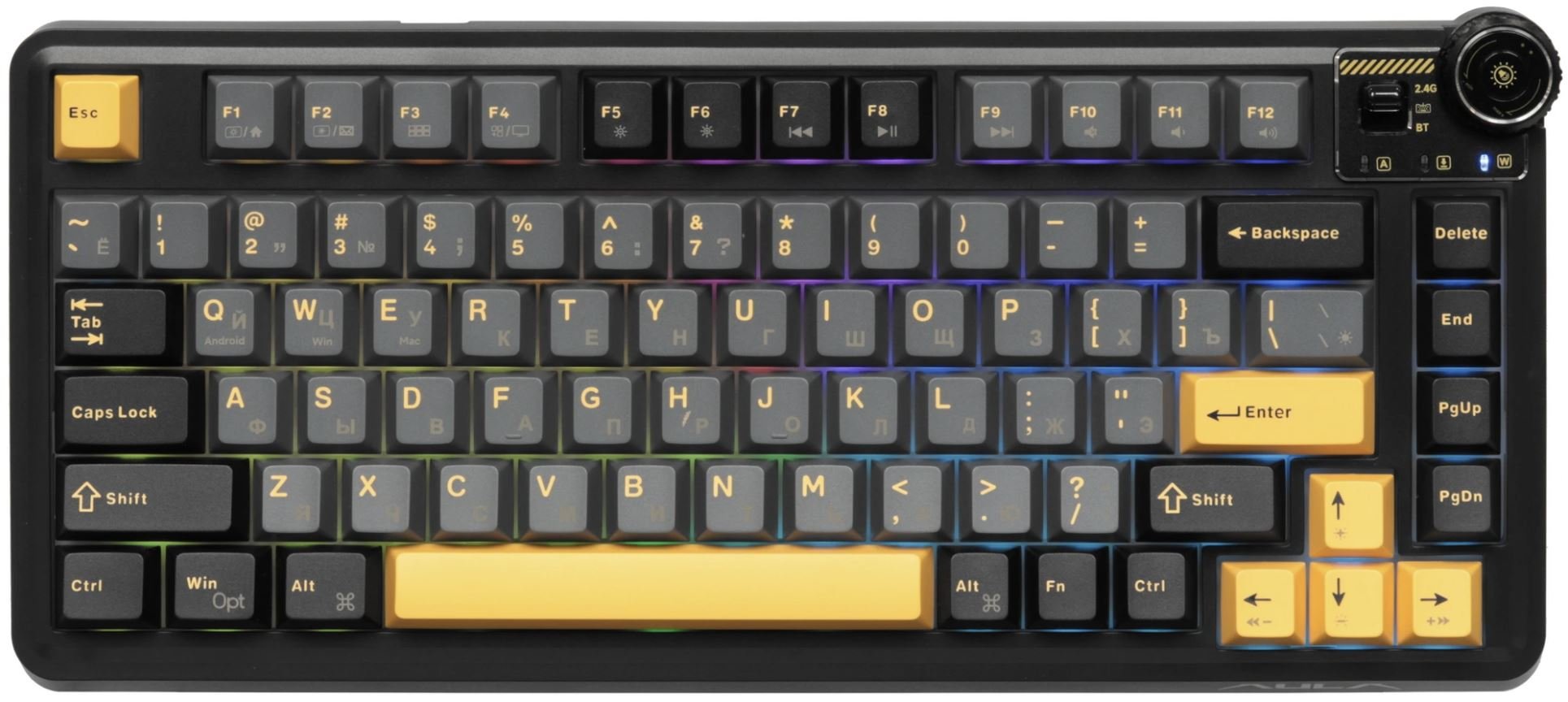 Беспроводная механическая игровая клавиатура AULA AU75, RGB, чёрно-оранжевый