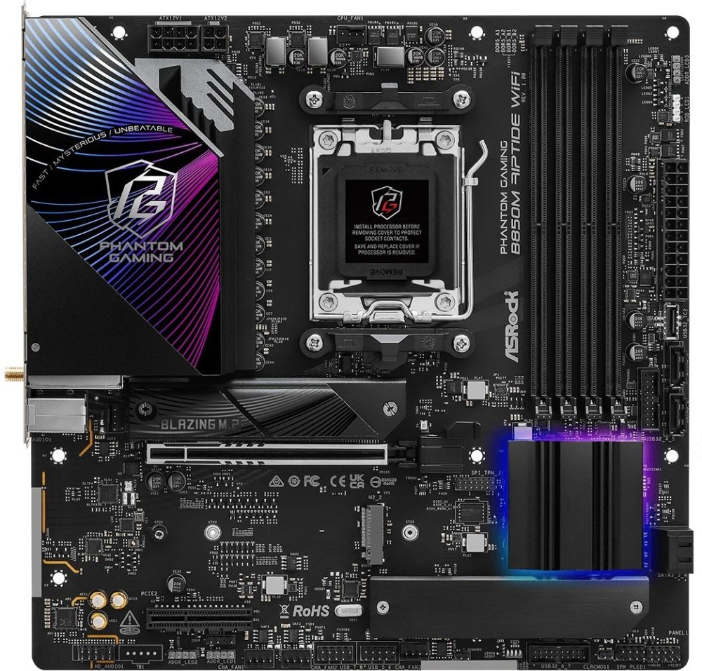 Материнская плата AM5 Asrock B850M Riptide WIFI (mATX, 4xDDR5)