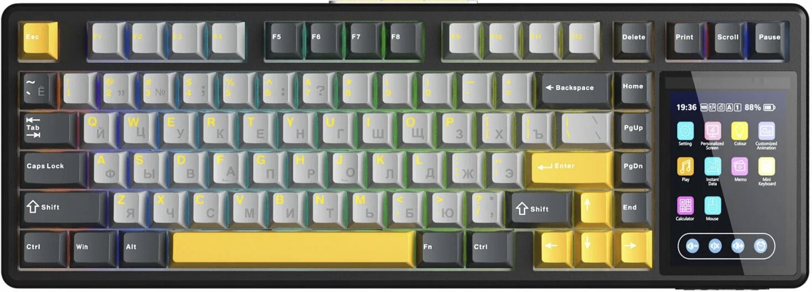 Беспроводная механическая игровая клавиатура AULA L99, RGB, чёрно-серо-жёлтый