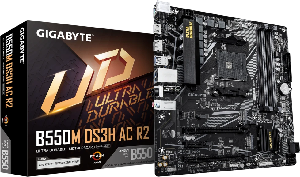 Материнская плата AM4 Gigabyte B550M DS3H AC R2