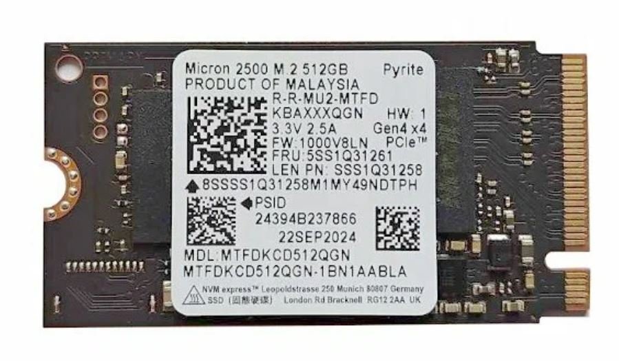Б/у Твердотельный накопитель M.2 2242 NVMe 512GB Micron 2500 + удлинитель (MTFDKCD512QGN-1BN1AABLA)
