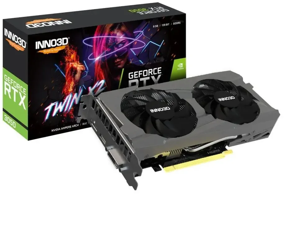 Видеокарта GeForce RTX 3050 8Gb Inno3D Twin X2 N30502-08D6-1711VA41