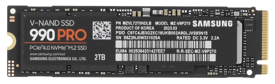 Жесткий диск SSD 2TB M2 Samsung 990 Pro MZ-V9P2T0B/AM PCIe 4.0 x4