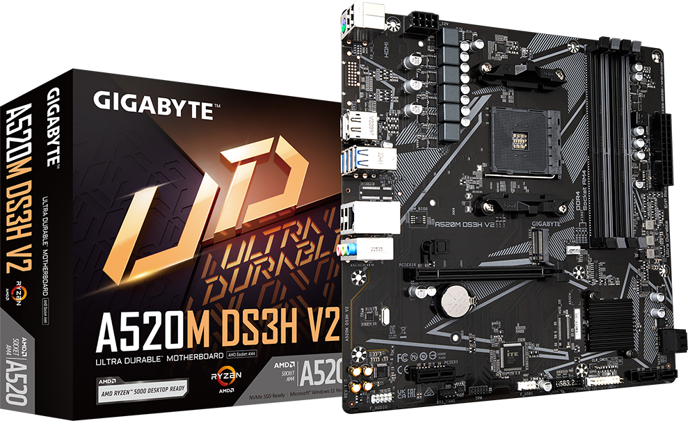 Материнская плата AM4 Gigabyte A520M DS3H V2