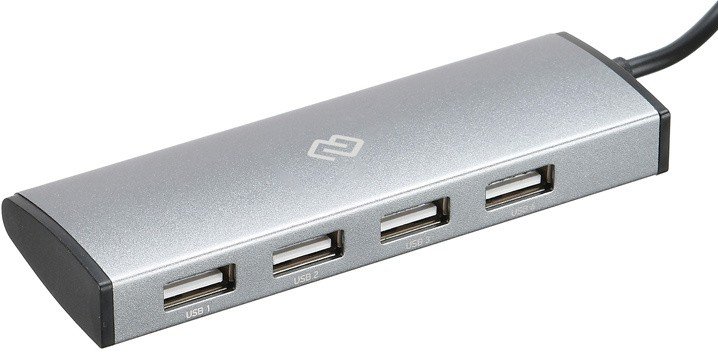 USB-концентратор Digma HUB-4U2.0-UC-DS, USB Type-C, 4 порта USB 2.0, серебристый