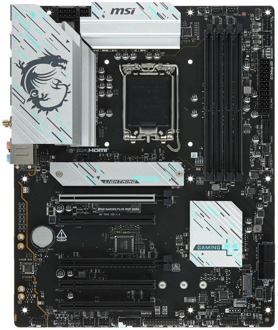 Материнская плата LGA 1700 MSI B760 GAMING PLUS WIFI DDR4 (ATX, 4xDDR4)