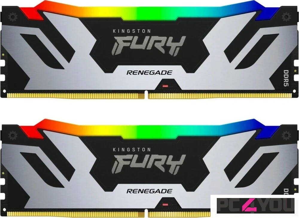 Модуль памяти DDR5 64Gb (2x32Gb Kit) Kingston 6400 Fury Renegade Silver RGB KF564C32RSAK2-64