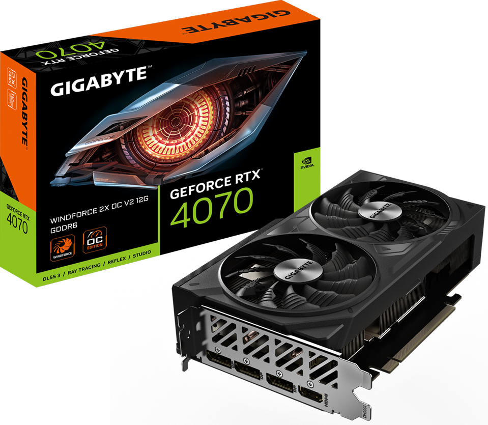 Видеокарта GeForce RTX 4070 12Gb Gigabyte GV-N4070WF2OCV2-12GD