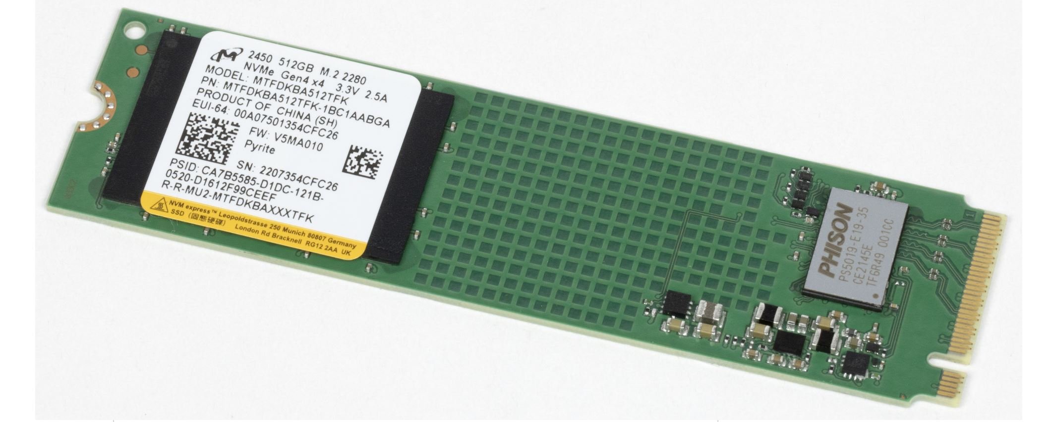 Б/у Жесткий диск SSD 512GB M2 Micron 2450 MTFDKBA512TFK NVMe