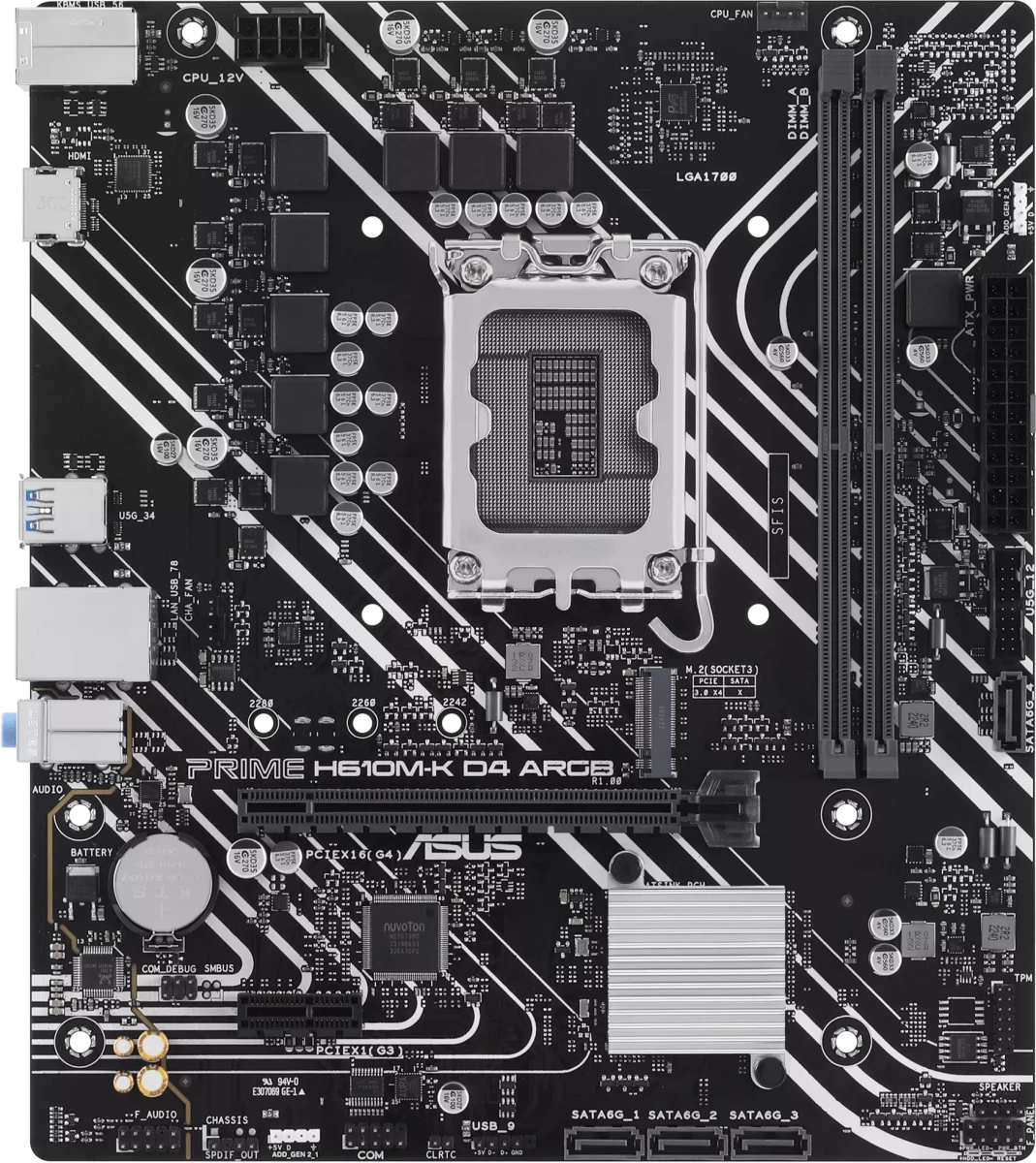 Материнская плата 1700 Asus H610M-K D4 ARGB Prime