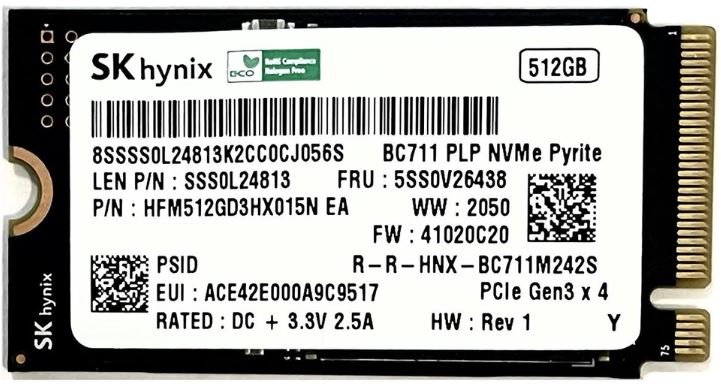 Б/у Жесткий диск SSD 512GB M2 2242 Hynix BC711 HFM512GD3HX015N EA