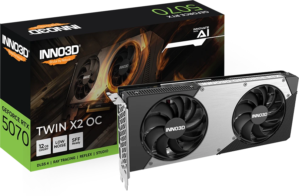 Видеокарта GeForce RTX 5070 12Gb INNO3D X2 OC N50702-12D7X-195064N