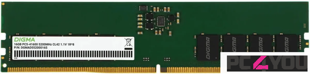 Модуль памяти DDR5 16Gb Digma 5200 DGMAD55200016S