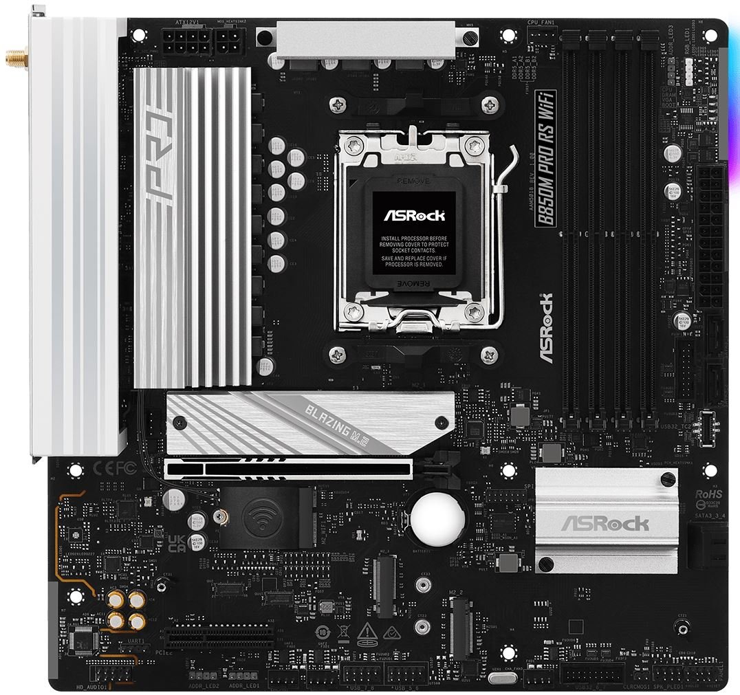 Материнская плата AM5 ASRock B850M PRO RS WiFi (mATX, 4xDDR5)