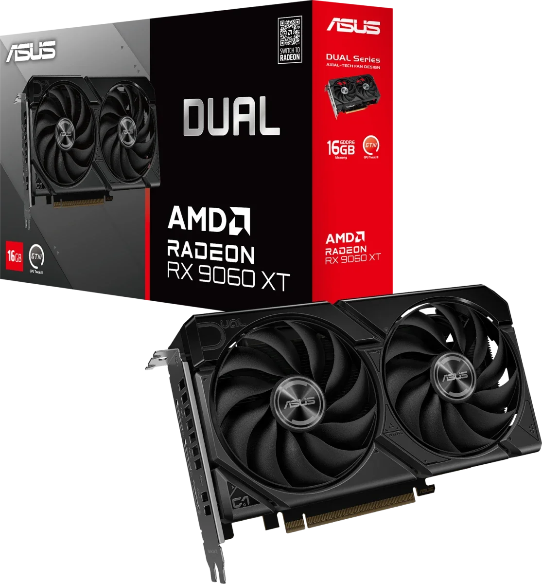 Видеокарта Radeon RX 9060 XT 16Gb Asus DUAL-RX9060XT-16G