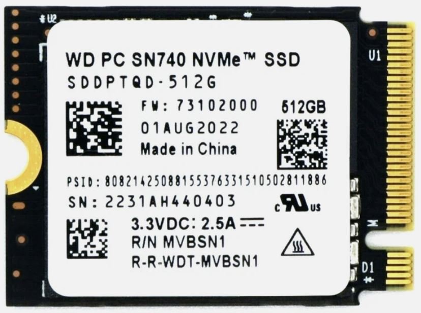 Б/у Твердотельный накопитель M.2 2242 NVMe 512GB Western Digital PC SN740 (SDDQMQD-512G-1201)