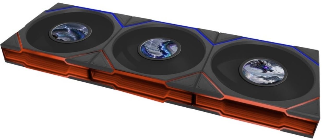 Вентилятор для корпуса 120MM Lian Li UNI FAN TL LCD FLEX Reverse Blade 120 ARGB PWM (3x120), чёрный